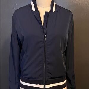Navy Women's Bomber Jacket with Contrast Trim